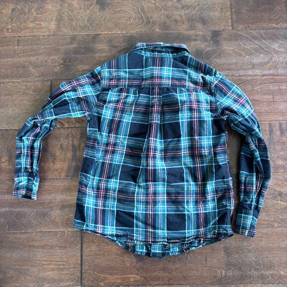 Tommy Bahama Boys Medium 7/8 Button Down Collared Shirt Green Red Plaid - Picture 4 of 6